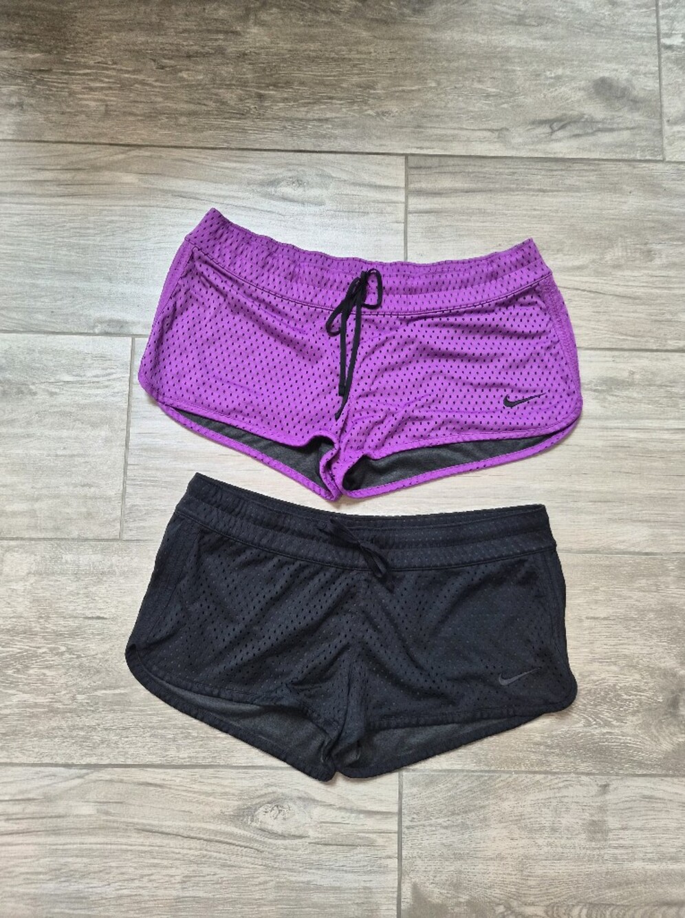 Nike Women’s Mesh Reversable Shorts Purple/pulrple & Gray Black/Black & Gray
